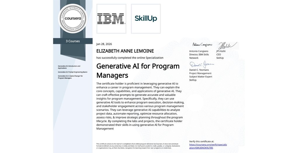 Generative AI for Program Managers certificate