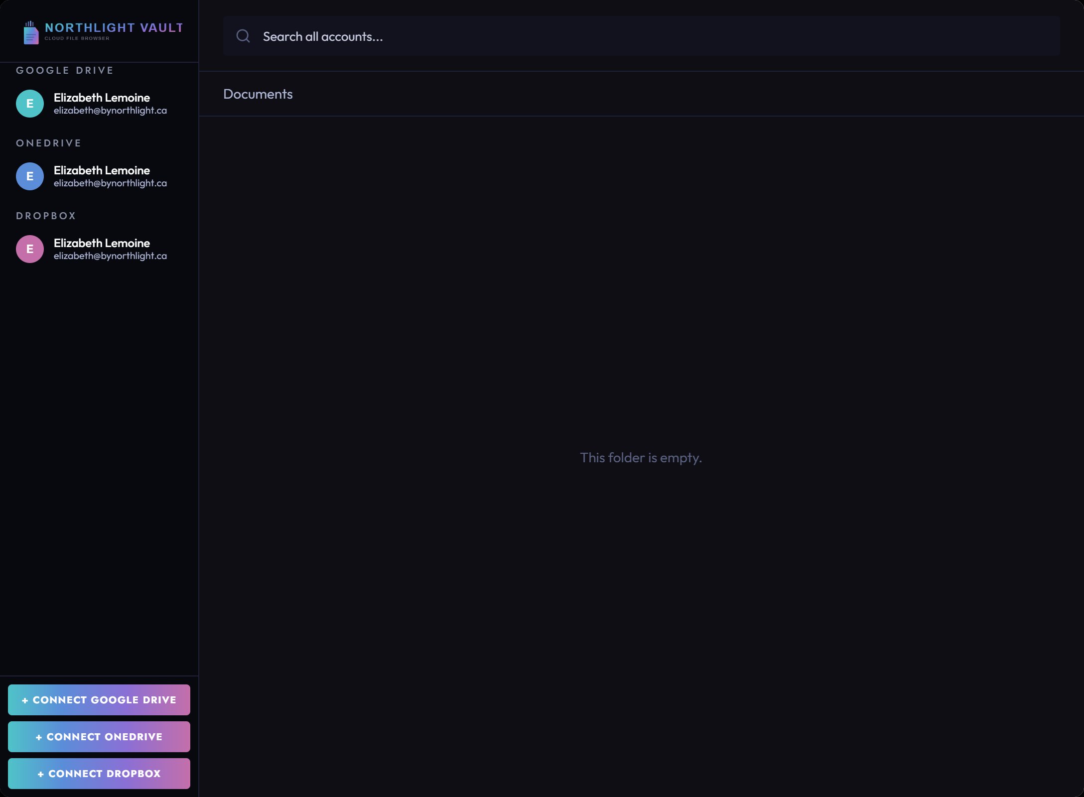 Vault Help menu open showing options including View Changelog, Check for Updates, About Northlight Vault, and version number v1.0.0